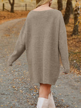 V-Neck Dropped Shoulder Sweater Dress OutfitFlow